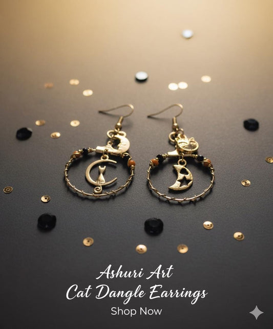 Witchy cat moon earings