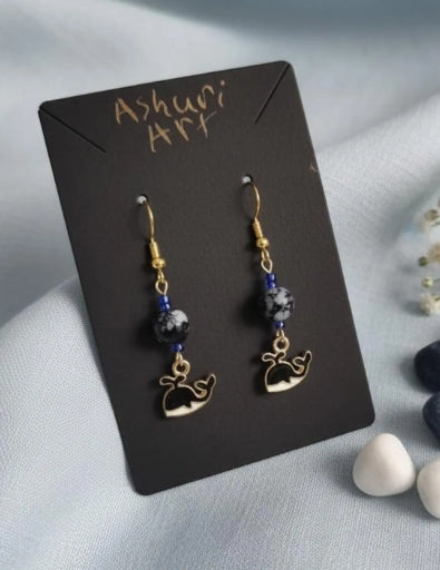 Whale and Snowflake Glass Bead Earring