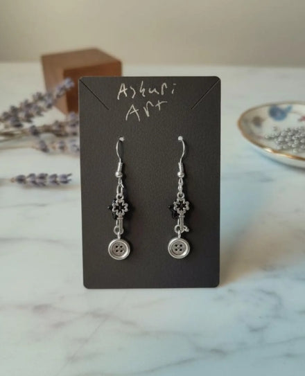 Button and Key Earrings