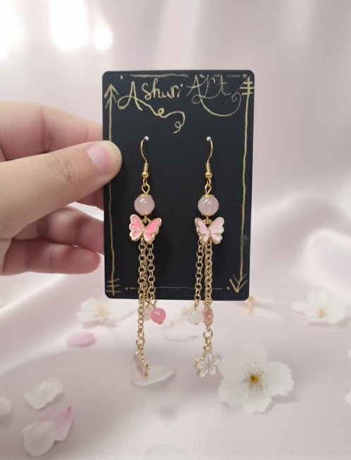 Pink Petal Dangle Earrings