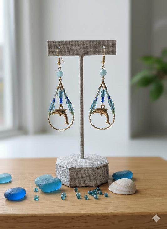 Dolphin dangle drop earings